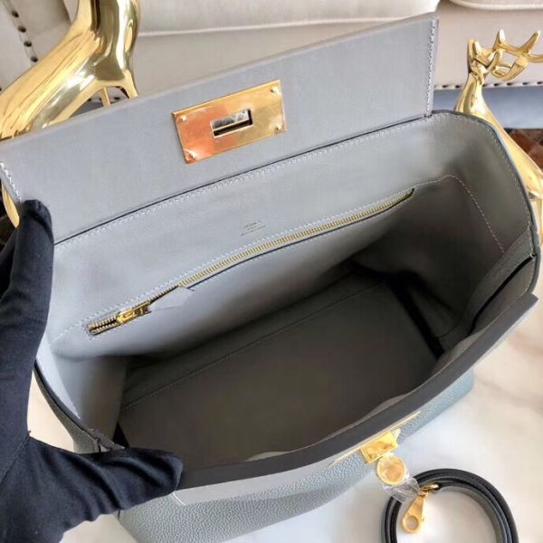 Hermes 24/24 29 Bag In Blue Glacier Clemence Calfskin - Image 8