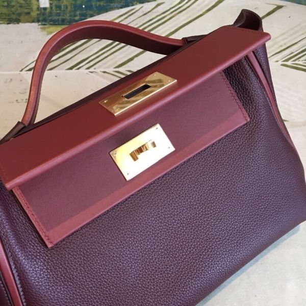 Hermes 24/24 29 Bag In Bordeaux Clemence Calfskin - Image 3