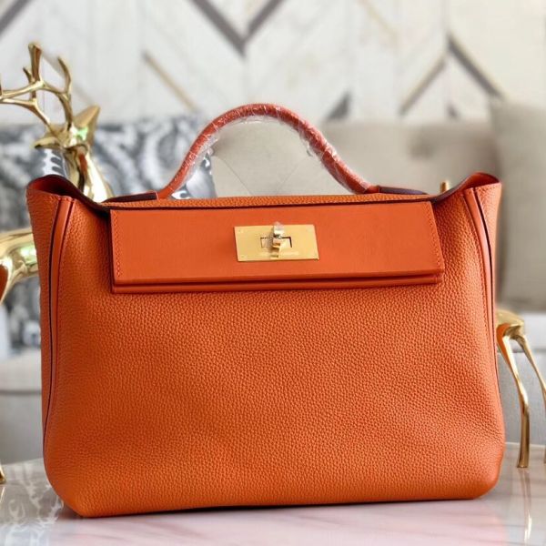 Hermes 24/24 29 Bag In Pink Clemence Calfskin