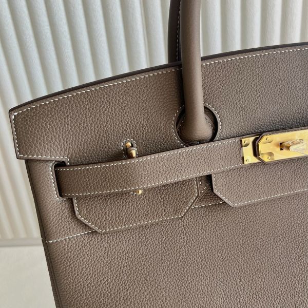 Hermes HAC Birkin 40 Handmade Bag in Taupe Clemence Leather - Image 3