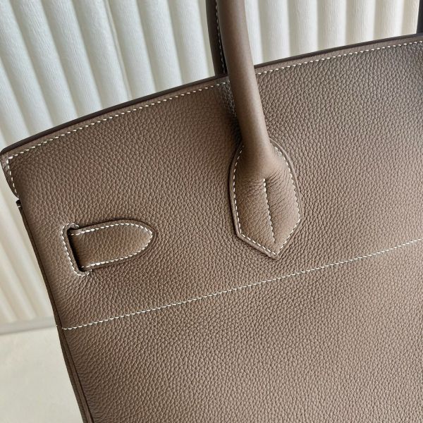 Hermes HAC Birkin 40 Handmade Bag in Taupe Clemence Leather - Image 4