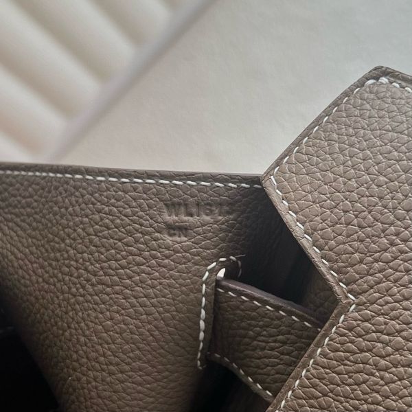 Hermes HAC Birkin 40 Handmade Bag in Taupe Clemence Leather - Image 6