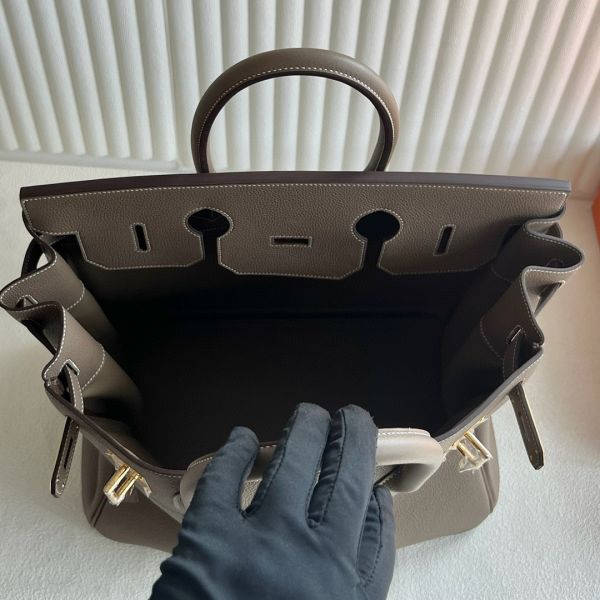 Hermes HAC Birkin 40 Handmade Bag in Taupe Clemence Leather - Image 7