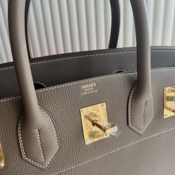 Hermes HAC Birkin 40 Handmade Bag in Taupe Clemence Leather - Image 8