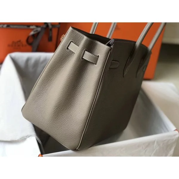 Hermes Birkin 35cm Bag In Gris Tourterelle Clemence Leather GHW - Image 6