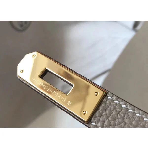 Hermes Birkin 35cm Bag In Gris Tourterelle Clemence Leather GHW - Image 8