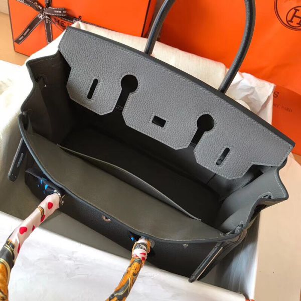 Hermes Birkin 30 Handmade Bag In Ardoise Clemence Leather - Image 7