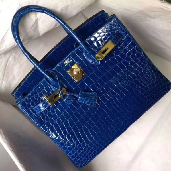 Hermes Birkin 30 Bag In Blue Electric Crocodile Niloticus Skin - Image 2
