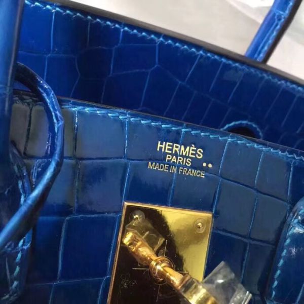 Hermes Birkin 30 Bag In Blue Electric Crocodile Niloticus Skin - Image 3