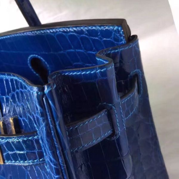 Hermes Birkin 30 Bag In Blue Electric Crocodile Niloticus Skin - Image 4