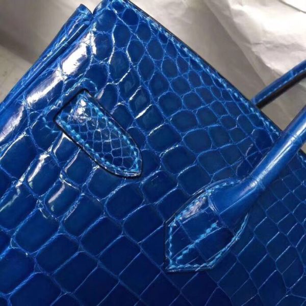 Hermes Birkin 30 Bag In Blue Electric Crocodile Niloticus Skin - Image 6