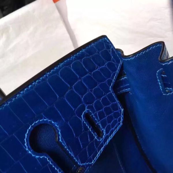 Hermes Birkin 30 Bag In Blue Electric Crocodile Niloticus Skin - Image 7
