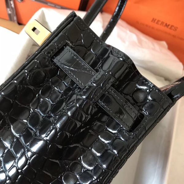 Hermes Birkin 30 Bag In Black Crocodile Porosus Shiny Skin - Image 3