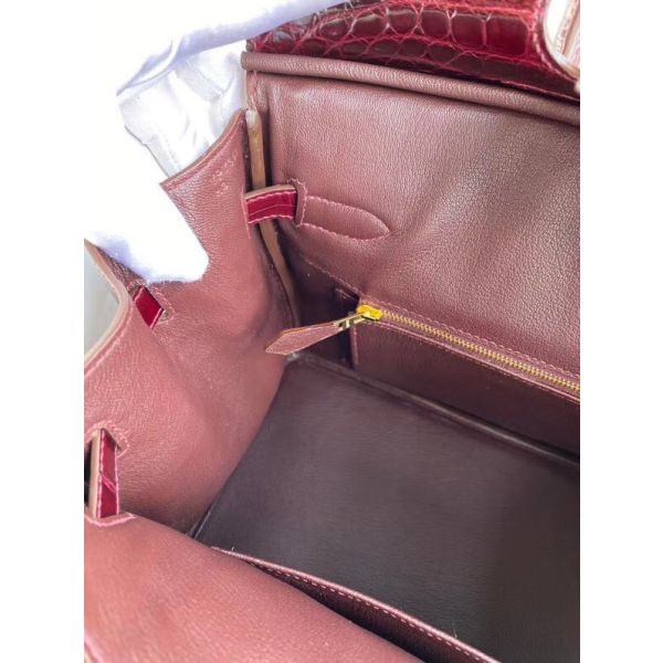 Hermes Birkin 30 Handmade Bag In Bordeaux Crocodile Niloticus Shiny - Image 7