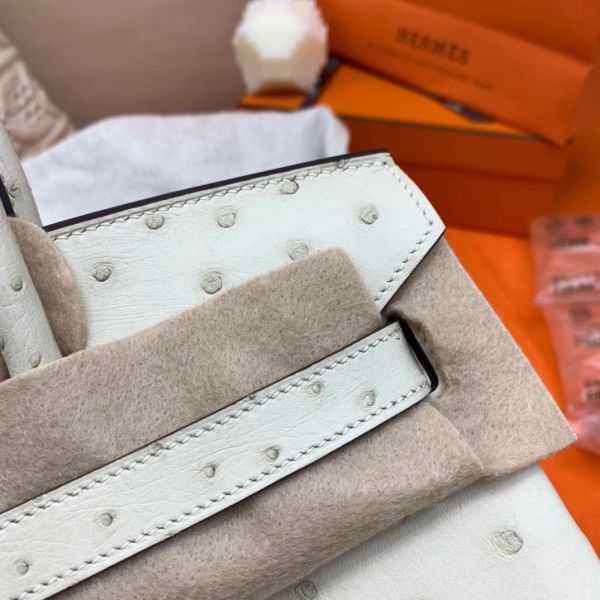 Hermes Birkin 30 Handmade Bag In Beton Ostrich Skin - Image 4