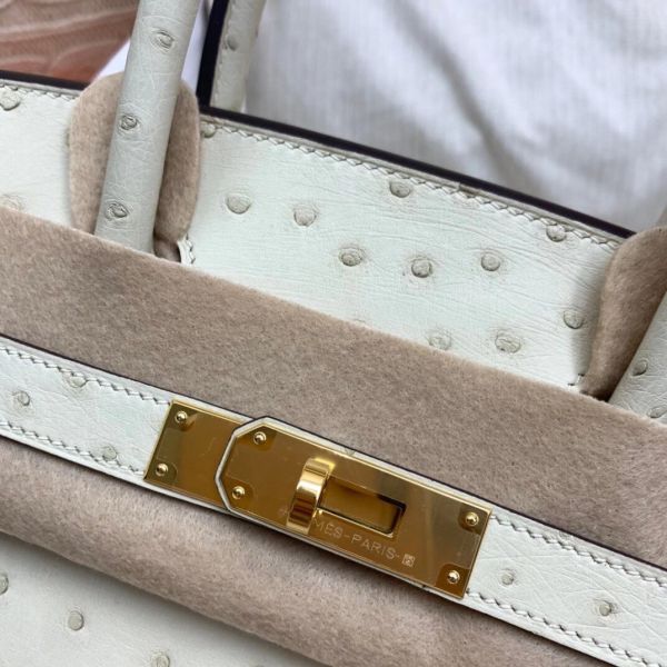 Hermes Birkin 30 Handmade Bag In Beton Ostrich Skin - Image 5