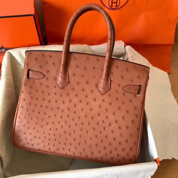 Hermes Birkin 30 Handmade Bag In Brown Ostrich Skin - Image 4