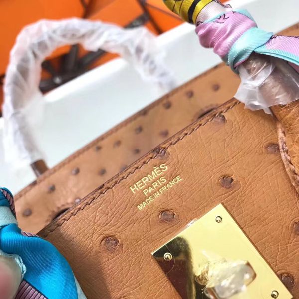 Hermes Birkin 30 Handmade Bag In Brown Ostrich Skin - Image 6