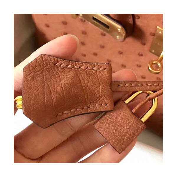 Hermes Birkin 30 Handmade Bag In Brown Ostrich Skin - Image 7