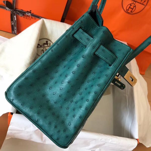Hermes Birkin 30 Handmade Bag In Green Ostrich Skin - Image 3