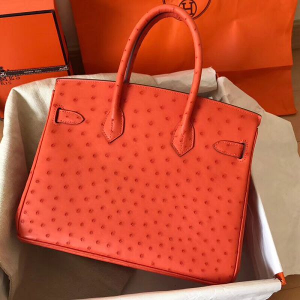 Hermes Birkin 30 Handmade Bag In Orange Ostrich Skin - Image 2