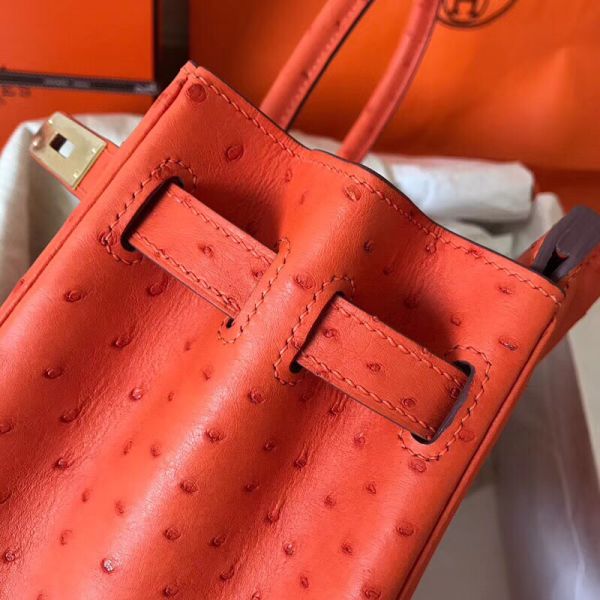 Hermes Birkin 30 Handmade Bag In Orange Ostrich Skin - Image 4