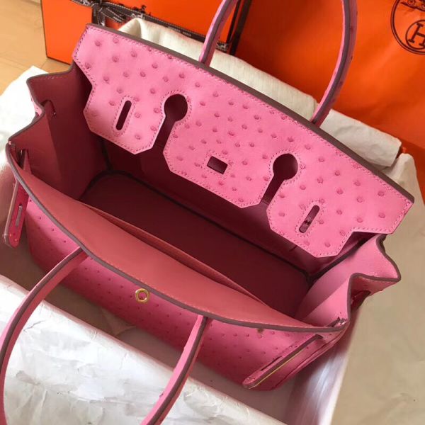Hermes Birkin 30 Handmade Bag In Pink Ostrich Skin - Image 3