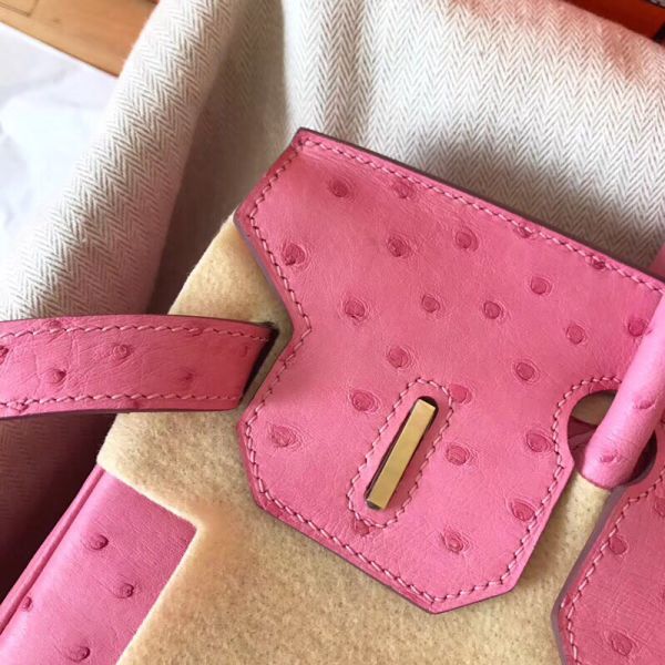 Hermes Birkin 30 Handmade Bag In Pink Ostrich Skin - Image 6