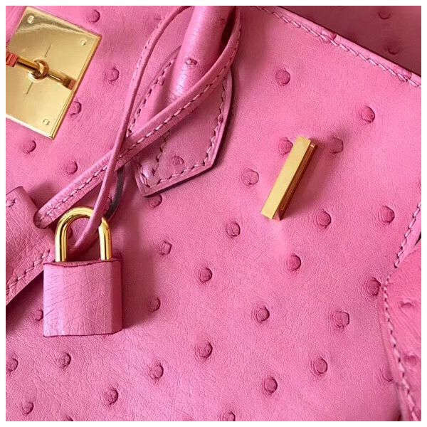 Hermes Birkin 30 Handmade Bag In Pink Ostrich Skin - Image 7