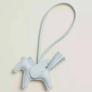 Hermes Rodeo Pegase PM Bag Charm in Blue Brume Lambskin