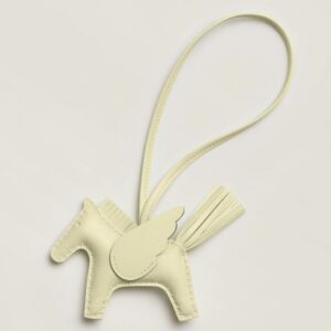 Hermes Rodeo Pegase PM Bag Charm in Jaune Milton Lambskin