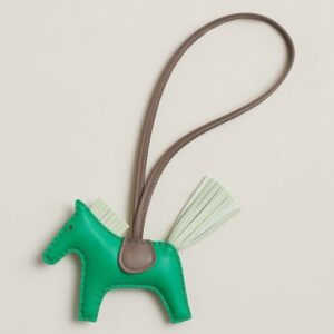 Hermes Rodeo PM Bag Charm in Menthe/Vert Fizz/Taupe Lambskin