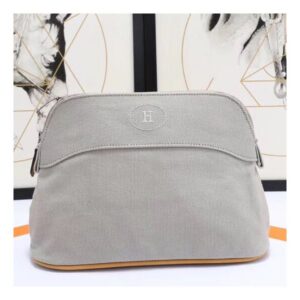 Hermes Medium Bolide Travel Case In Grey Cotton
