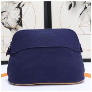 Hermes Medium Bolide Travel Case In Blue Electric Cotton