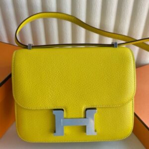 Hermes Constance 18 Handmade Bag in Jaune Naples Chevre Mysore Leather
