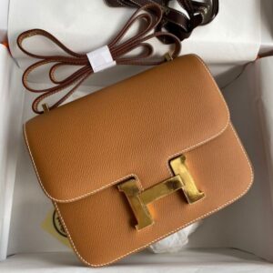 Hermes Constance 18 Handmade Bag In Gold Epsom Calfskin