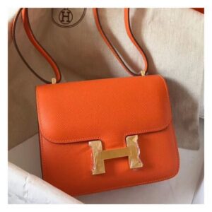 Hermes Constance 18 Handmade Bag In Orange Epsom Leather
