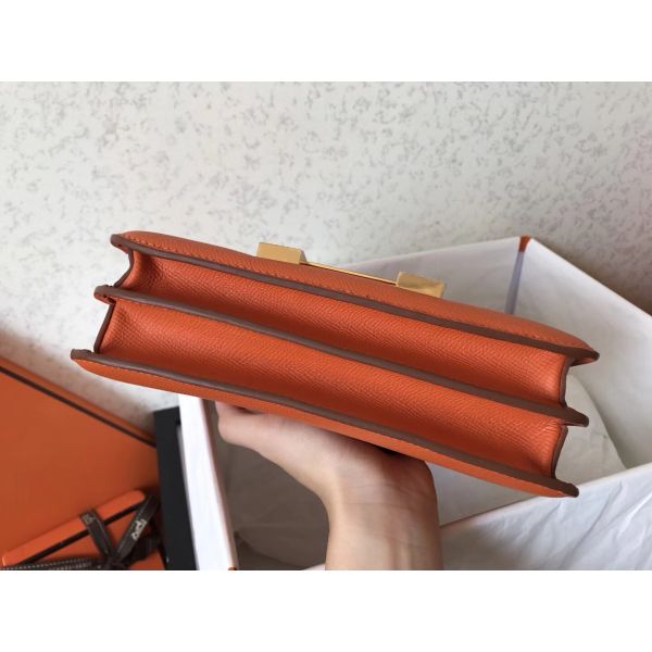 Hermes Constance 24 Handmade Bag In Orange Epsom Leather - Image 4