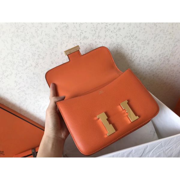 Hermes Constance 24 Handmade Bag In Orange Epsom Leather - Image 6