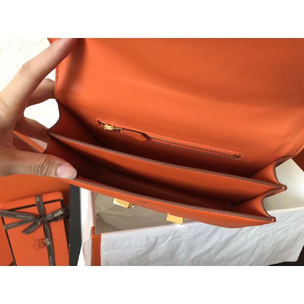 Hermes Constance 24 Handmade Bag In Orange Epsom Leather - Image 7