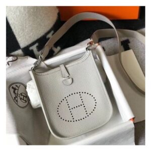 Hermes Evelyne III TPM Bag In Pearl Grey Clemence Leather