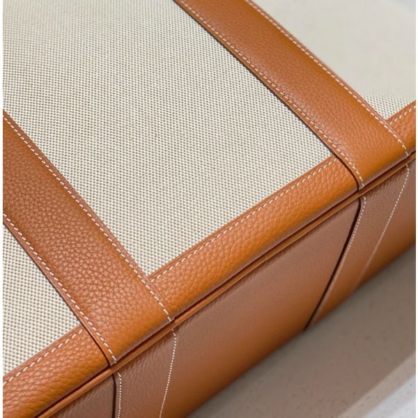 Hermes Garden Party 36cm Bag in Toile and Gold Leather - Image 5