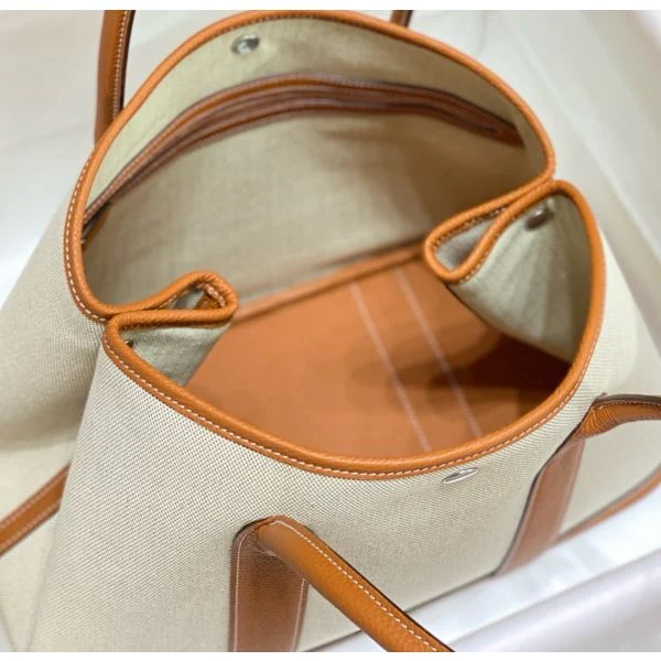 Hermes Garden Party 36cm Bag in Toile and Gold Leather - Image 9