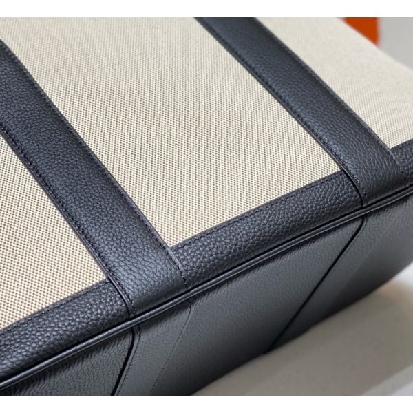 Hermes Garden Party 36cm Bag in Toile and Black Leather - Image 5