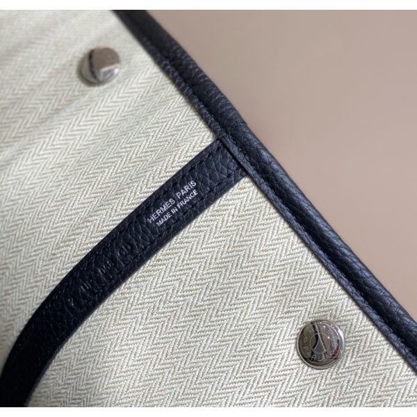 Hermes Garden Party 36cm Bag in Toile and Black Leather - Image 6