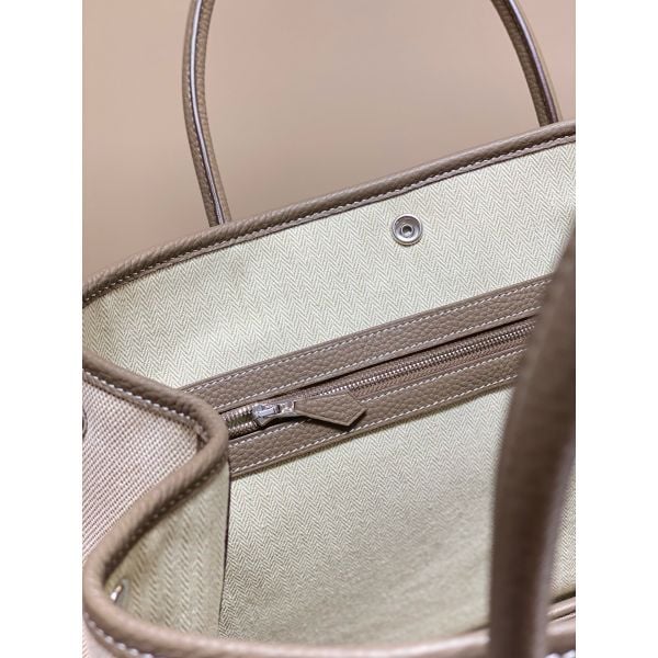 Hermes Garden Party 36cm Bag in Toile and Taupe Leather - Image 8