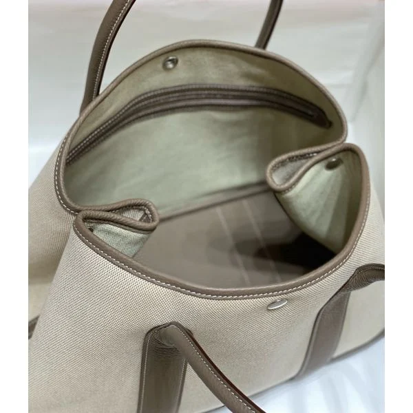 Hermes Garden Party 36cm Bag in Toile and Taupe Leather - Image 9