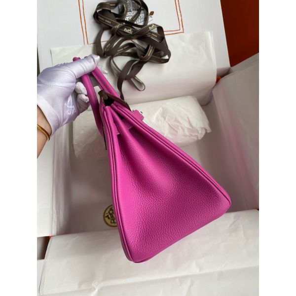 Hermes Birkin 25 Retourne Handmade Bag In Magnolia Clemence Leather - Image 5