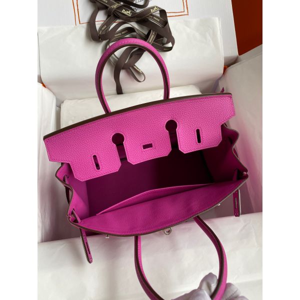 Hermes Birkin 25 Retourne Handmade Bag In Magnolia Clemence Leather - Image 6