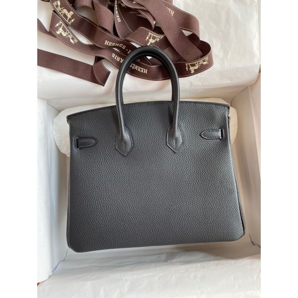 Hermes Birkin 25 Handmade Bag In Black Clemence Leather - Image 2